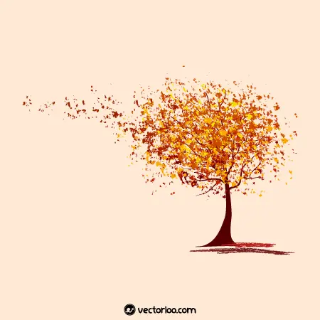 وکتور درخت پاییزی در حال برگ ریختن فانتزی 1