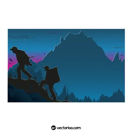 وکتور دو کوهنورد در حال کوهنوردی در شب 1