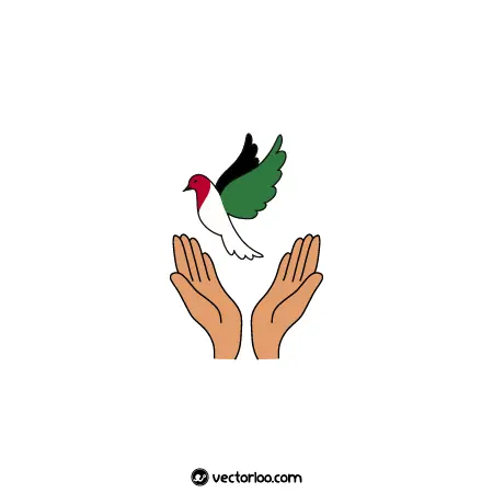 وکتور رها کردن کبوتر پرچم فلسطین 1