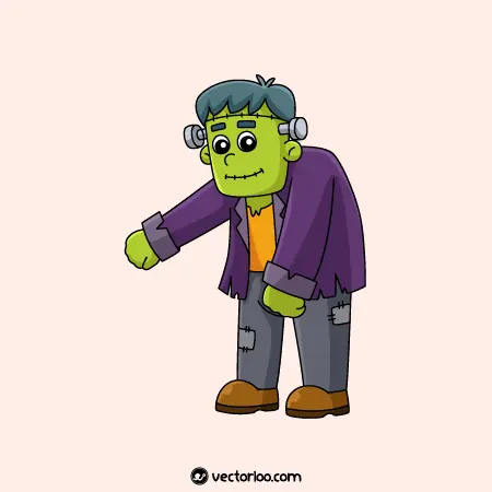 وکتور زامبی پسر جوان سبز هالووین کارتونی 1