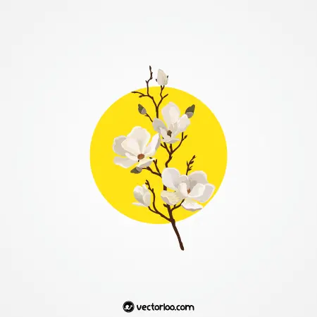 وکتور شکوفه بهاری سفید روی شاخه کوچک 1