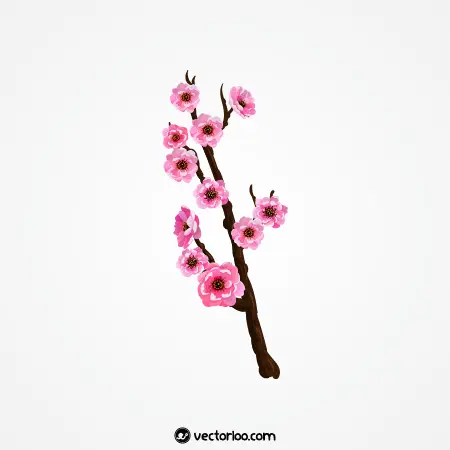 وکتور شکوفه صورتی بهاری با شاخه قهوه ای درخت 1