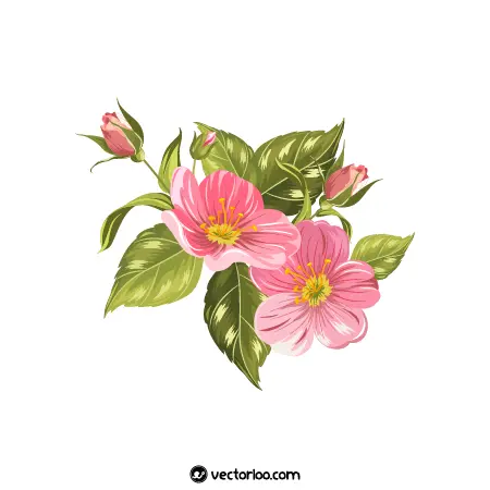 وکتور شکوفه گل و گیاه کلاسیک کارتونی زیبا 1