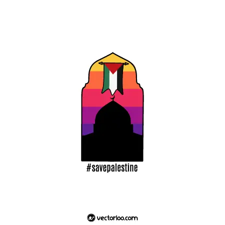 وکتور طرح آزادی فلسطین با حاشیه و پرچم 1
