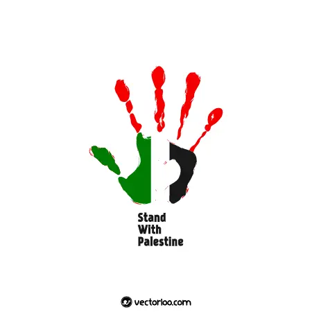 وکتور علامت دست ایستاده با فلسطین مناسب چاپ 1