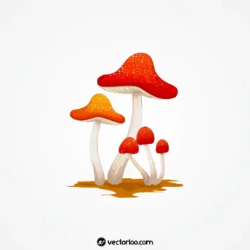وکتور قارچ بزرگ و کوچک قرمز و نارنجی کارتونی 1