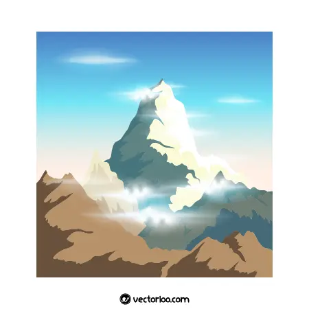 وکتور قله کوه در ابر 1