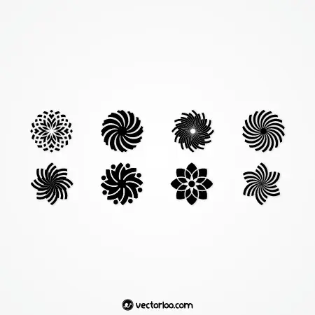 وکتور لوگو گل در هشت طرح سیاه 1