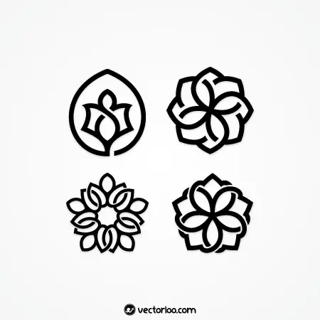 وکتور لوگو گل در چهار طرح لاکچری سیاه 1