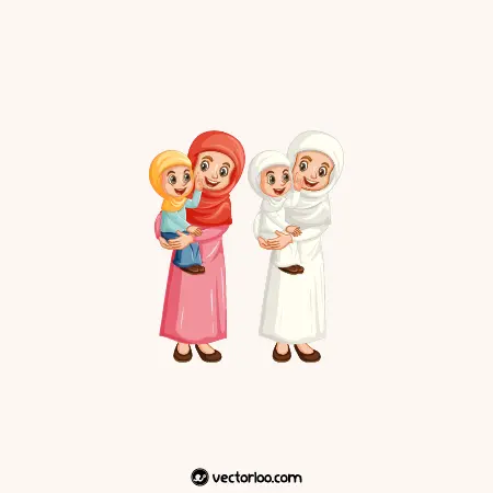 وکتور مادر مسلمان و فرزندش در بغلش در دو حالت 1