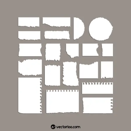 وکتور مجموعه ای از کاغذهای پاره شده به اشکال مختلف سفید 1