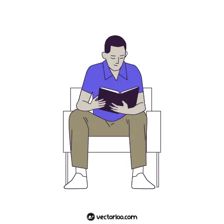 وکتور مرد در حال مطالعه نشسته روی مبل کارتونی 1