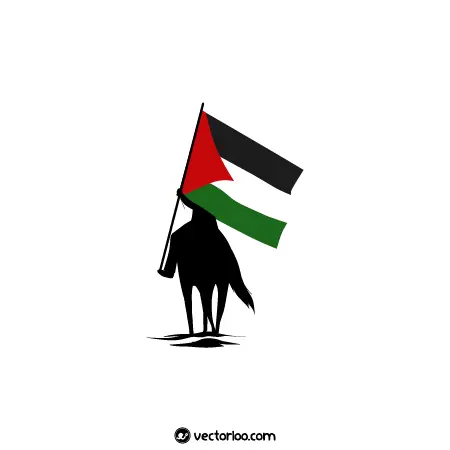 وکتور مرد روی اسب با پرچم فلسطین 1