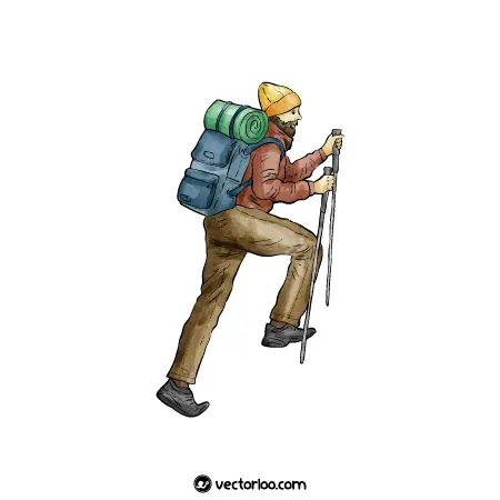 وکتور مرد کوهنورد کارتونی آبرنگ 1