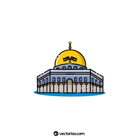 وکتور مسجد الاقصی با پرچم فلسطین کارتونی 1