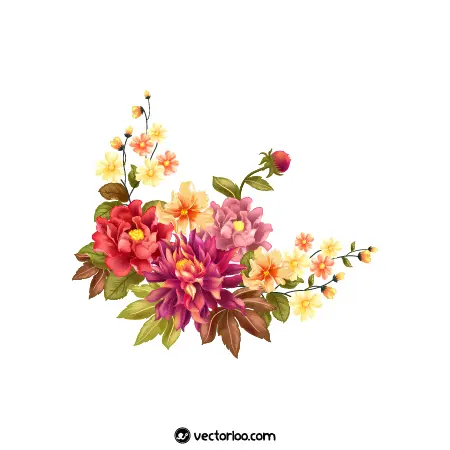 وکتور نقاشی گل دکور کلاسیک زیبا و رنگارنگ 1