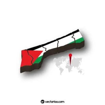وکتور نقشه جهانی نوار غزه با پرچم 1