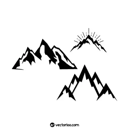 وکتور نماد کوه در سه حالت سیاه 1