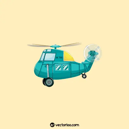 وکتور هلیکوپتر کودکانه کارتونی سبز زیبا 1