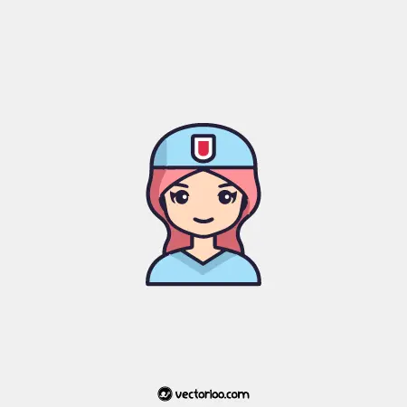 وکتور پرستار خانم کارتونی با کلاه آبی پرستاری کیوت 1
