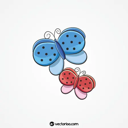 وکتور پروانه آبی و قرمز کارتونی خالخالی نازنین 1