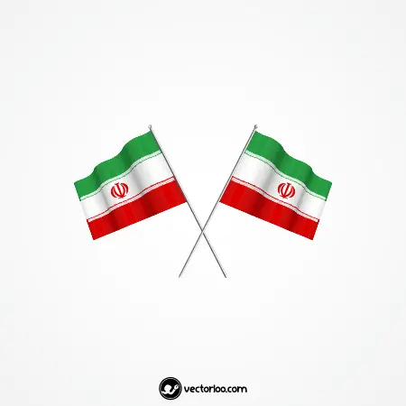 وکتور پرچم ایران با دسته فلزی دوتایی در حال موج زدن 1