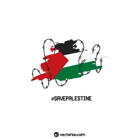 وکتور پرچم فلسطین داخل سیم خاردار پیچ 1