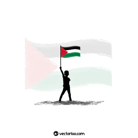 وکتور پرچم فلسطین در دست بچه در حال تکان دادن 1