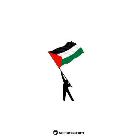 وکتور پرچم فلسطین در دست فرد در حال تکان دادن 1