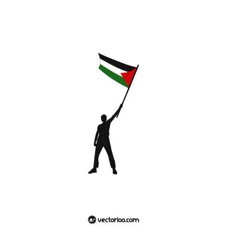 وکتور پرچم فلسطین در دست مرد ایستاده کارتونی 1