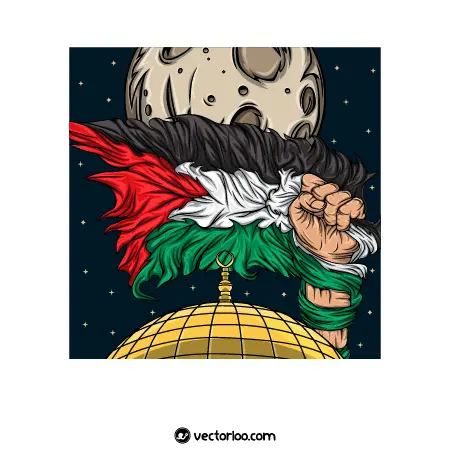 وکتور پرچم فلسطین در مشت طرح کارتونی فلسطین 1