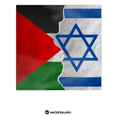 وکتور پرچم فلسطین در مقابل پرچم اسرائیل 1