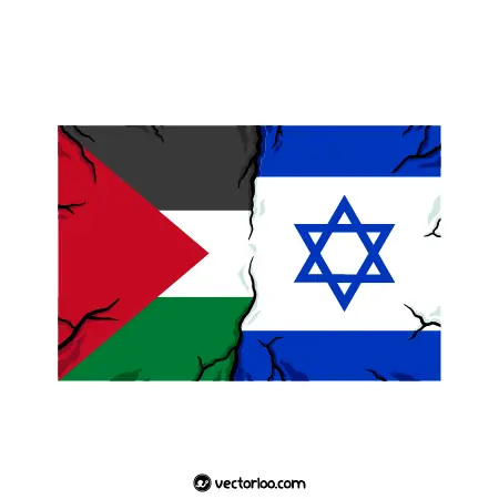 وکتور پرچم فلسطین در مقابل پرچم اسرائیل 2