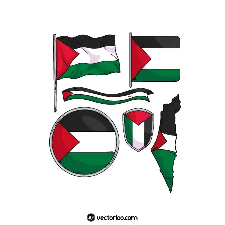 وکتور پرچم فلسطین در چندین طرح کارتونی 1