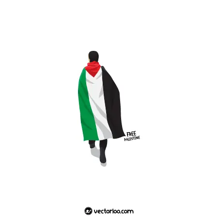 وکتور پرچم فلسطین روی شونه های مرد 1