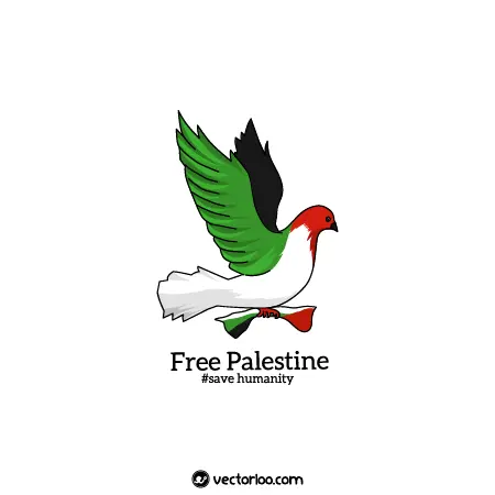 وکتور پرچم فلسطین روی کبوتر سفید 1