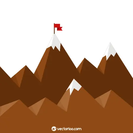 وکتور پرچم قرمز در قله کوه 1