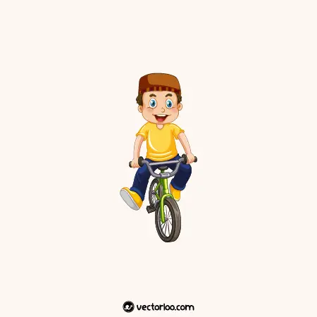 وکتور پسر بچه مسلمان در حال دوچرخه سواری کارتونی 1