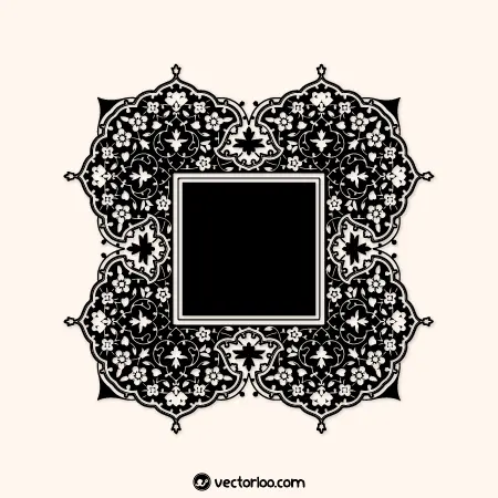 وکتور کادر مربع با حاشیه گل سنتی تذهیب طرح خاص مناسب طرح های مذهبی 1