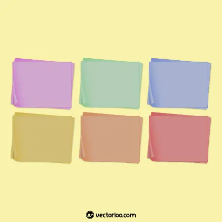 وکتور کاغذ های رنگی با گوشه تا شده در شش رنگ 1