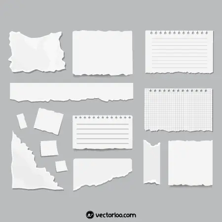 وکتور کاغذ های سفید پاره در اندازه های مختلف 1
