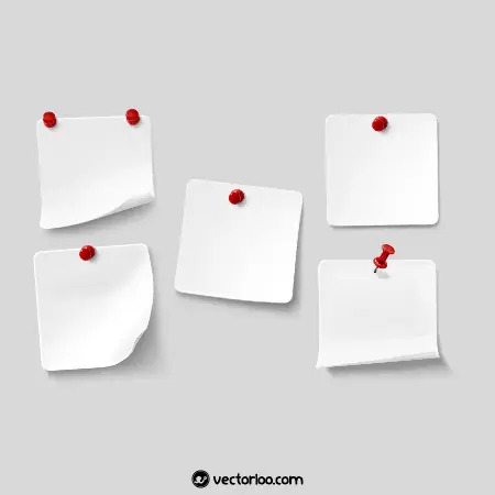 وکتور کاغذ یادداشت سفید با پین بند انگشتی قرمز 1