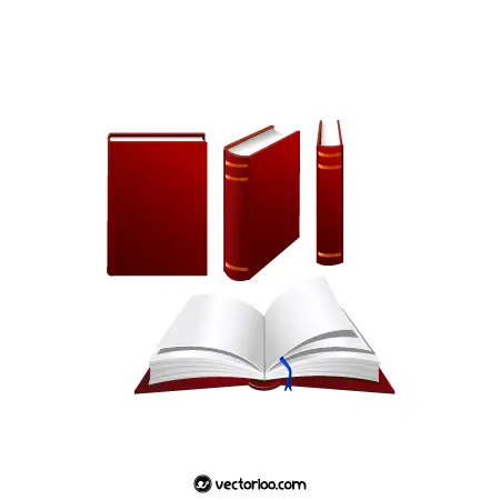 وکتور کتاب با جلد قرمز لاکچری در حالت های مختلف 1