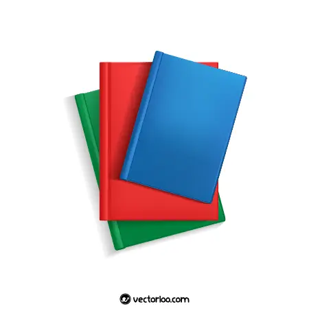 وکتور کتاب های قرمز آبی سبز سه بعدی روی هم 1
