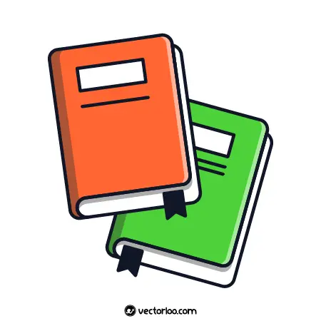 وکتور کتاب کارتونی در رنگ سبز و نارنجی 1
