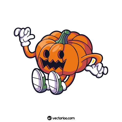 وکتور کدو تنبل هالووین کارتونی با دست و پا 1