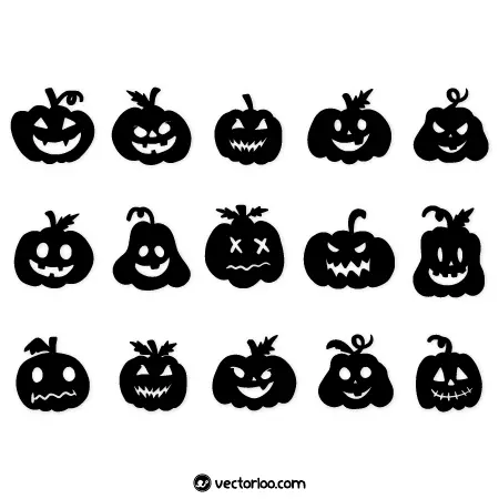 وکتور کدو تنبل های سیاه هالووین در طرح های متنوع 1