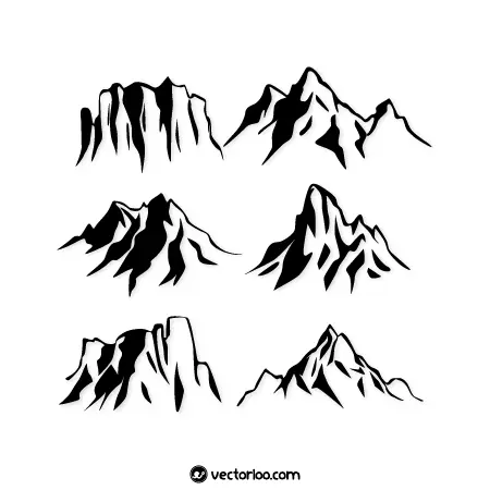 وکتور کوه در شش طرح سیاه 1