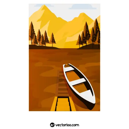 وکتور کوه و جنگل و قایق نارنجی 1