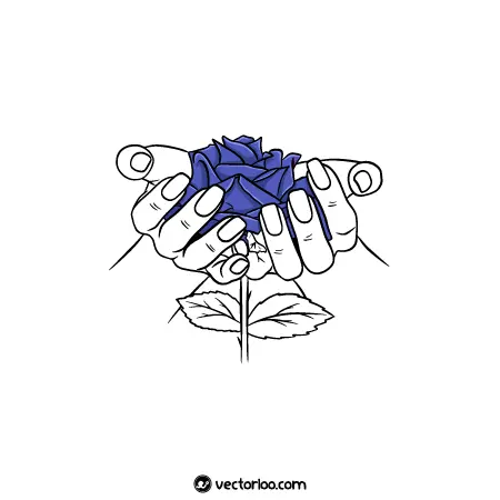 وکتور گل رز آبی در دست 1